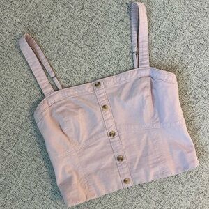 Abercrombie & Fitch Pink Button-Front Crop Top